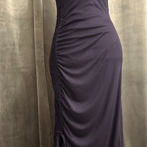 Women’s Black Midi Slip Dress with Side Ruched Drawstring – Size M - Picture 8 of 11